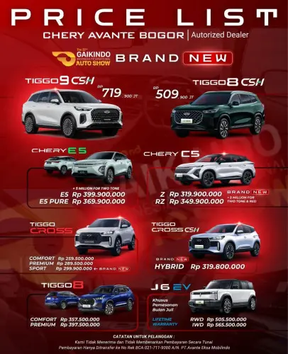 Pricelist Harga Chery summareconmallserpong 2025